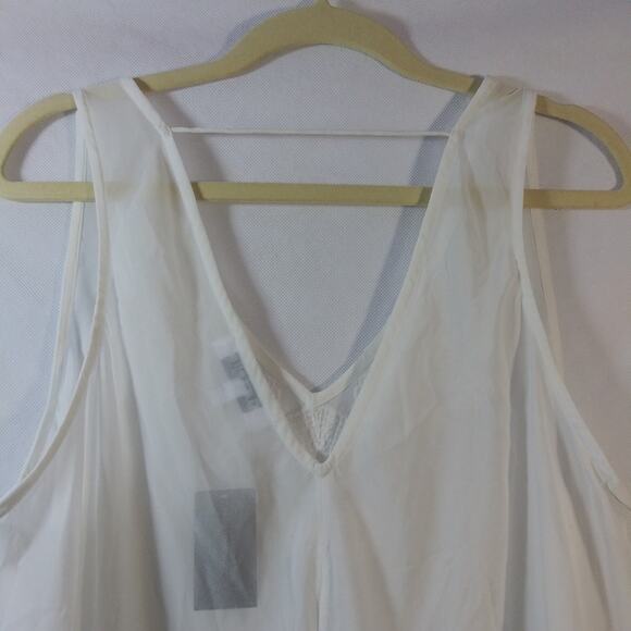 Gazelle White Embroidered Asymmetrical Tank Top Sheer Size M - Picture 10 of 11